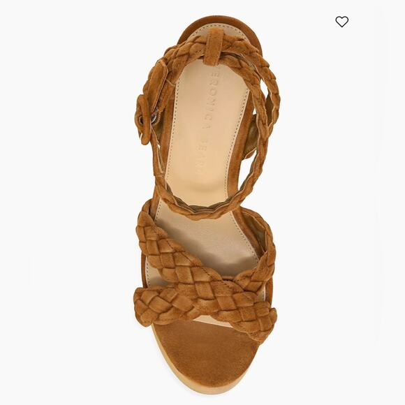 VERONICA BEARD Gael Braided Ankle Strap Sandal Platform Heels New in Box 10 Wood - Picture 6 of 10